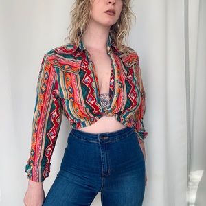 Vintage Western Brightly Colored Blouse